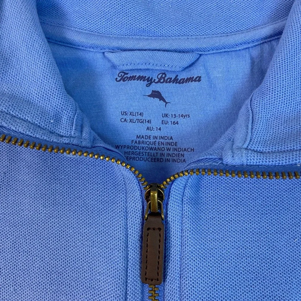 Tommy Bahama Boys Size XL‎ 14 Blue Cotton 1/4 Zip Pullover Sweatshirt NWOT